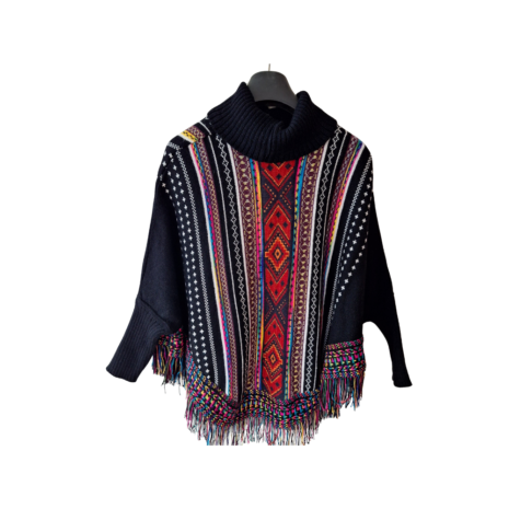 poncho met mouw zwart
