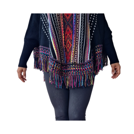 poncho met mouw zwart poncho met mouw zwart