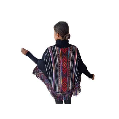poncho met mouw zwart poncho met mouw zwart